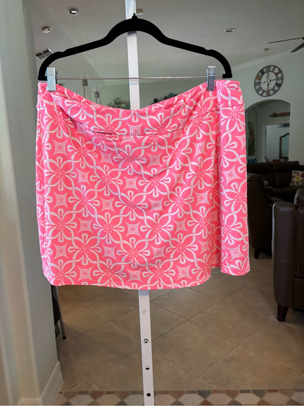 #201 Lulu-B Pink Floral A-Line Swim Skirt
